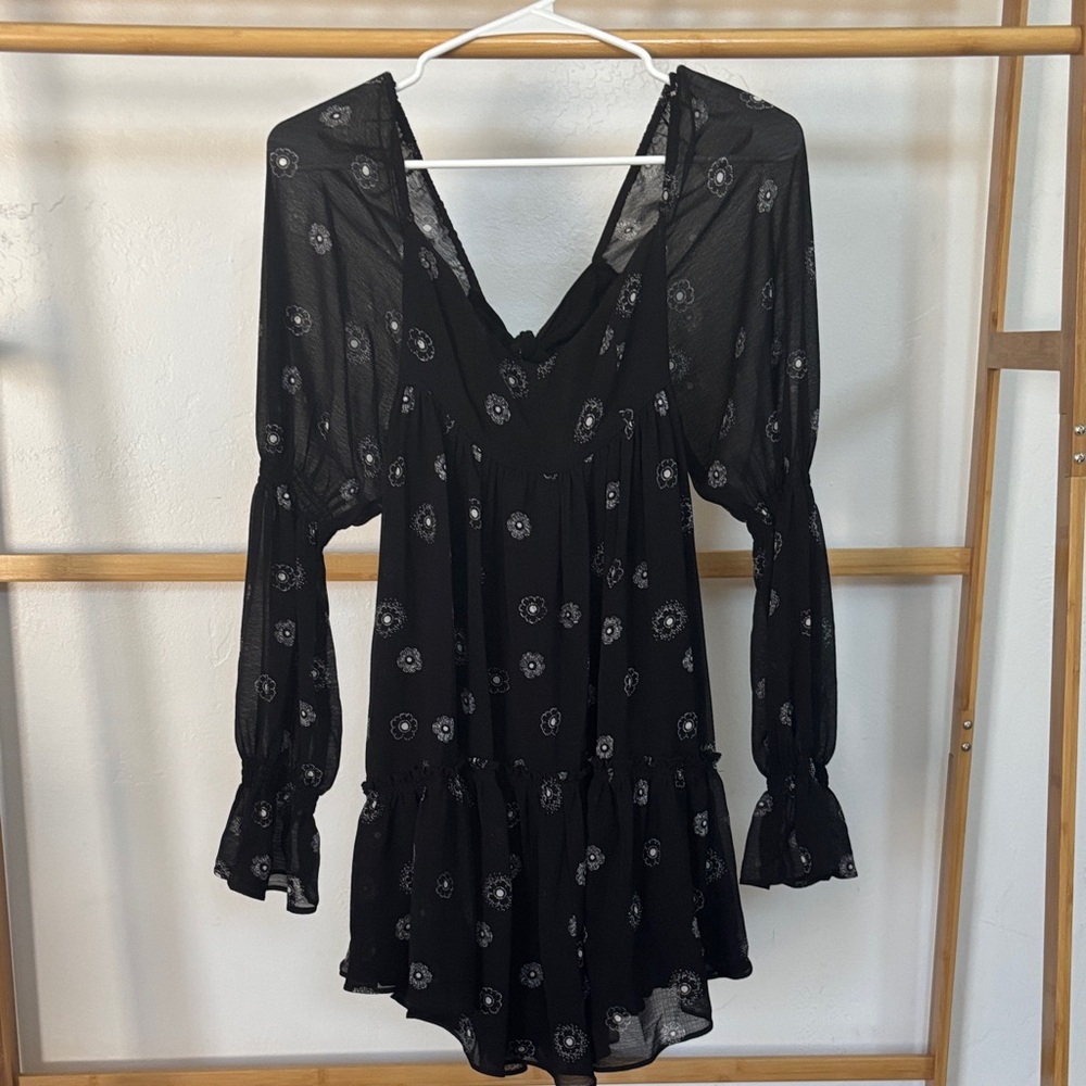 Urban Outfitters Black Dress with White Floral Accents